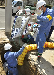 写真：多くのガス事業者の協力により行われた復旧作業