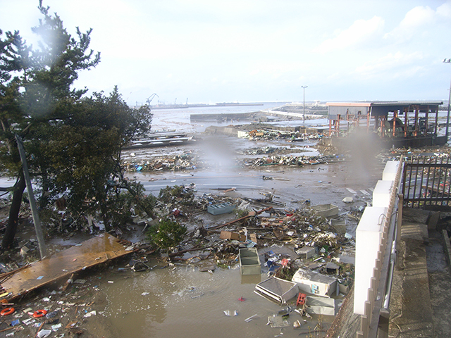 Damage After tsunami near harbor