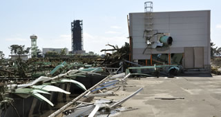 津波の被害で機能を停止した南蒲生浄化センター