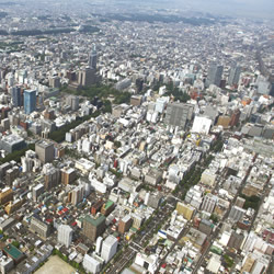 写真：上空から見た仙台市内